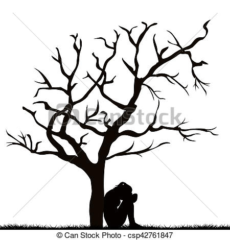 450x470 Sad Silhouette Drawing