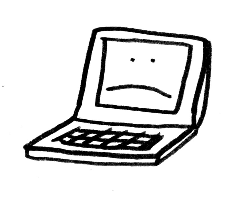 835x760 sad laptop a drawing of a frowny face laptop sarah mirk