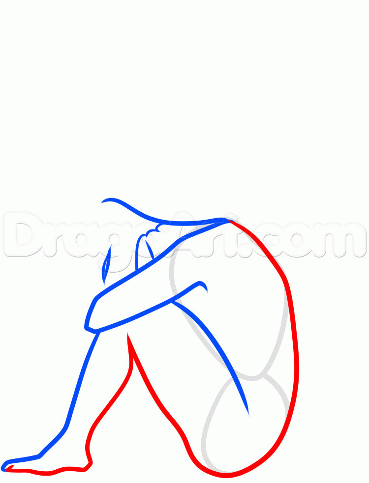 750x983 How To Draw A Sad Angel, Step