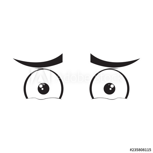 500x500 Isolated Sad Eyes Cartoon Vector Illustration Design