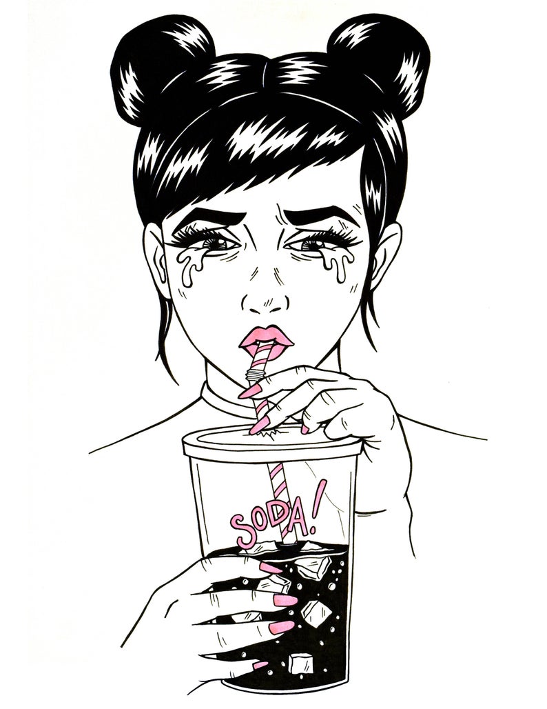 794x1028 Sad Girls Drink Soda Print Etsy