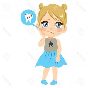 300x300 Photostock Vector Unhappy Crying Little Sad Girl With Hand On Face