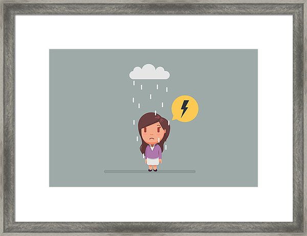 600x462 Sad Girl Under A Cloud Framed Print