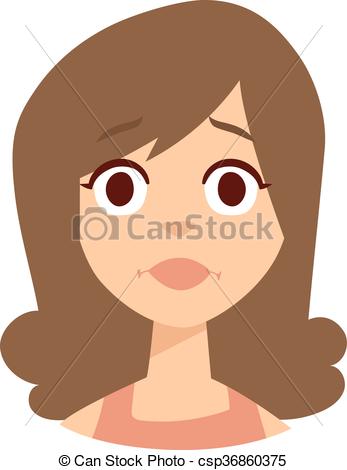 347x470 Sadness Girl Face Vector Illustration Portrait Of Sad Girl Avatar