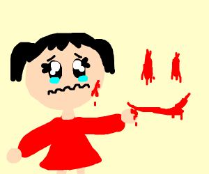 300x250 Sad Girl Draw Smile With Blood Of Face