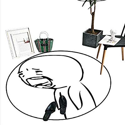 400x400 Humor Round Small Door Mat Sad Guy Upset Crying