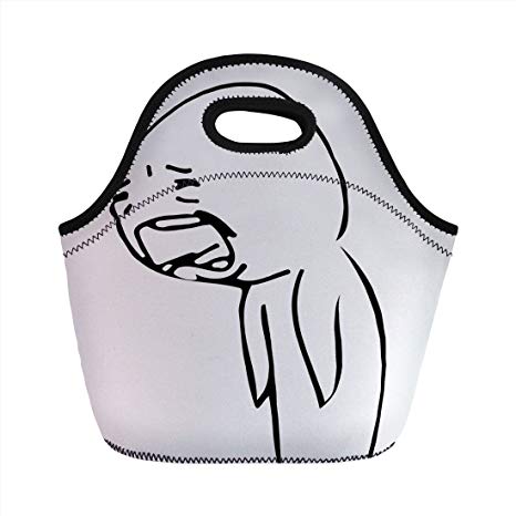466x466 Neoprene Lunch Bag, Humor Decor, Sad Guy Upset Crying