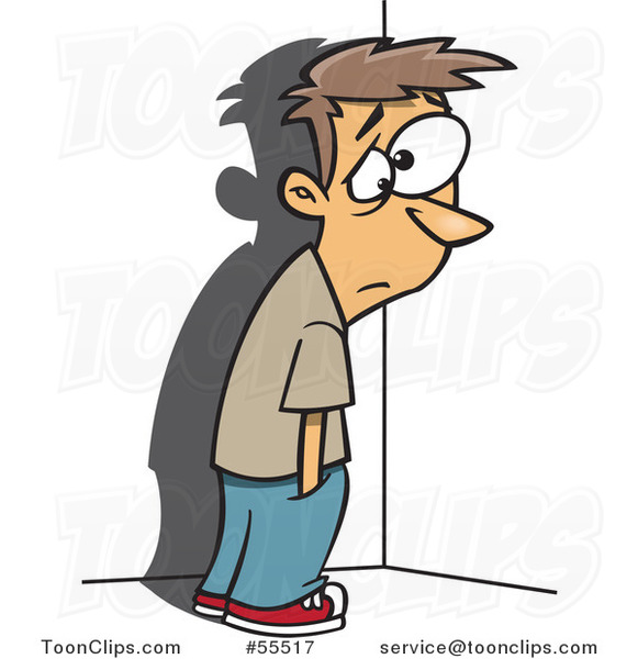 581x600 Cartoon Sad Boy Standing In A Corner