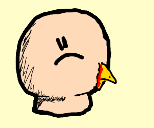 300x250 sad man with a beak coming out of his cheek