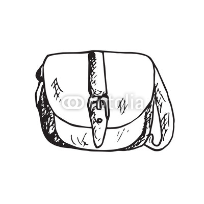 400x400 Saddle Type Bag With Long Handle, Isolated Hand Drawn Black