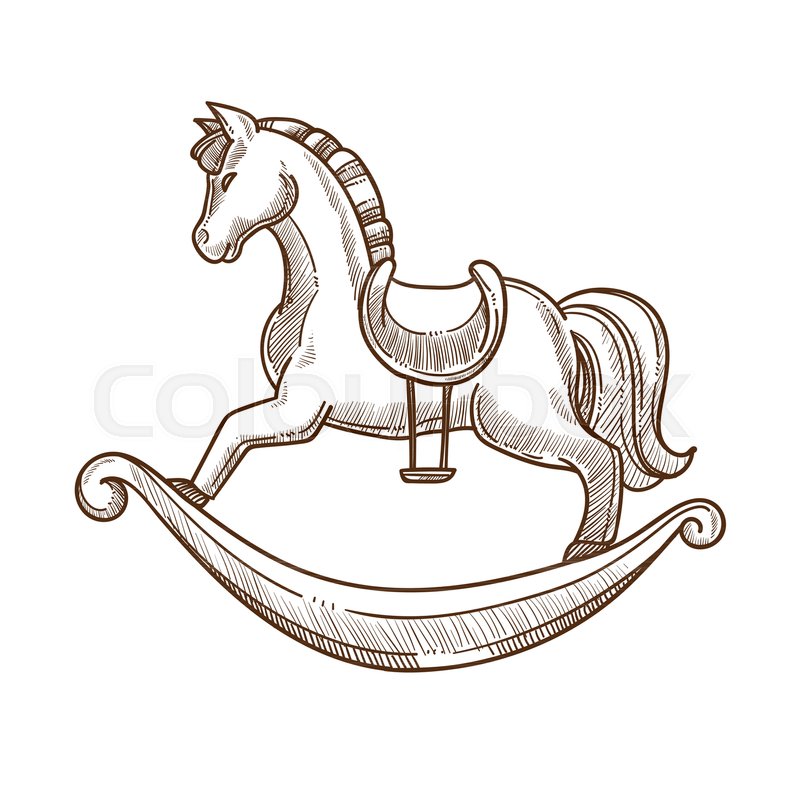 800x800 Wooden Horse In Saddle Swing For Stock Vector Colourbox