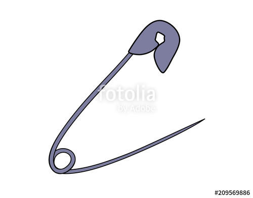 500x393 Vector Illustration, Isolated Grey Safety Pin, Outline Hand