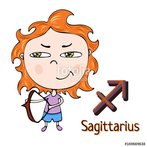 500x500 zodiac sign cartoon sagittarius, astrological character painted