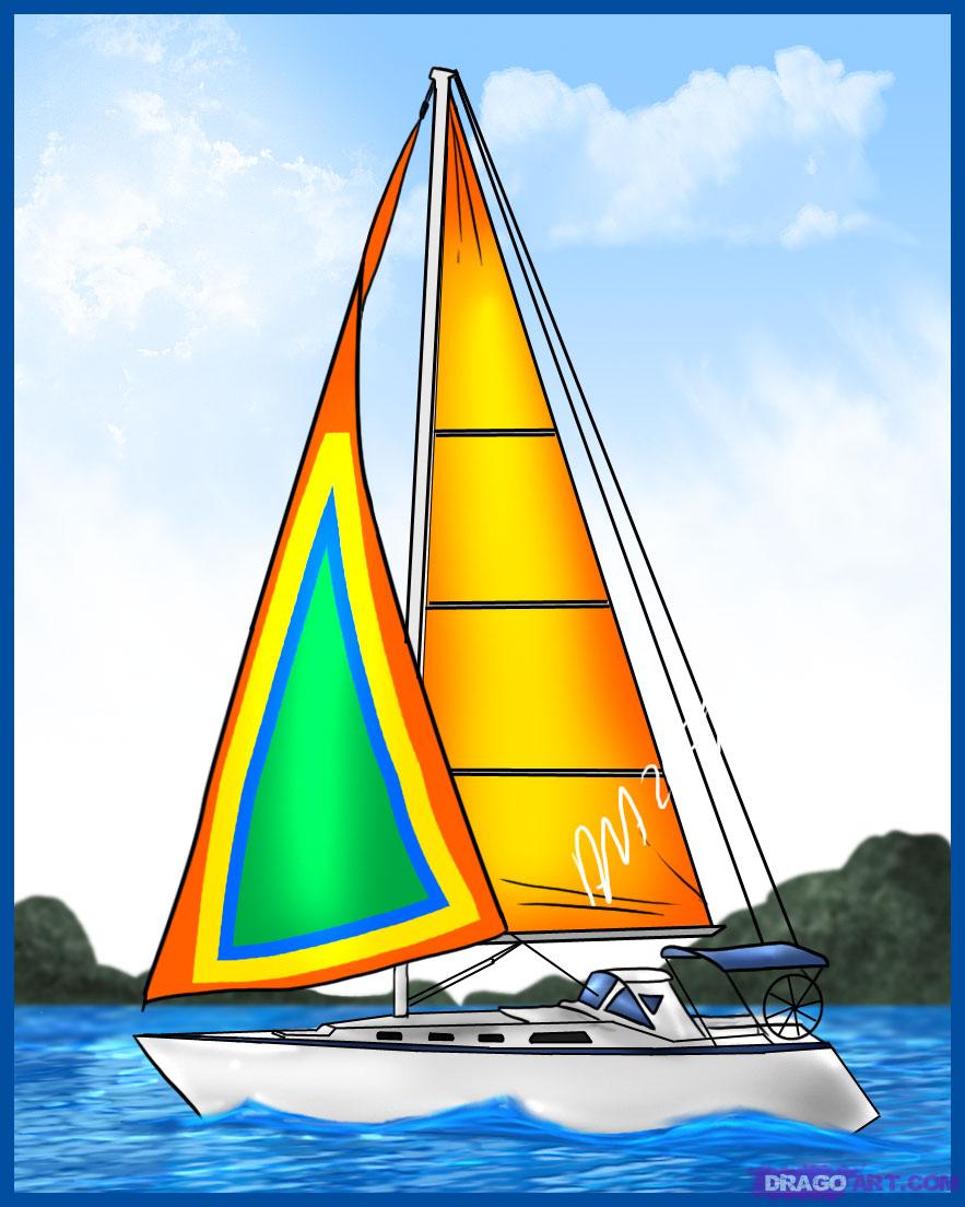 883x1104 How To Draw A Sailboat, Step