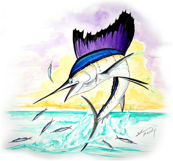 600x559 Sailfish Sunrise Painting