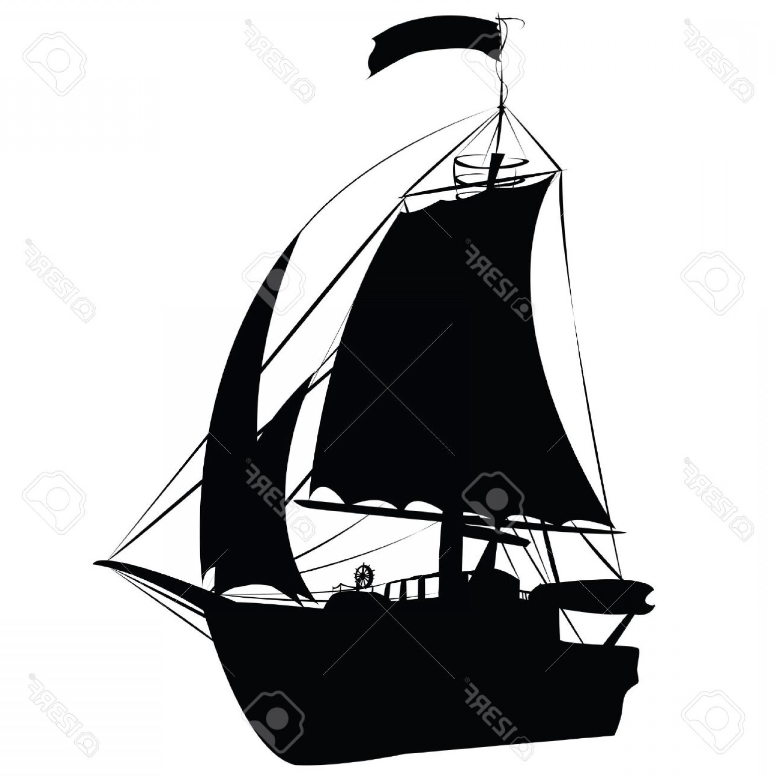 1560x1560 Photosmall Sailing Ship Silhouette Isolated On White Background