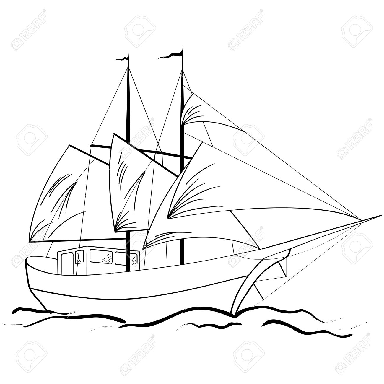 1300x1300 Cutaway Drawing Sailing Ship For Free Download