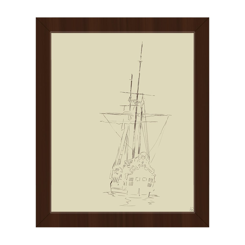 1000x1000 Sailing Ship Sketch Vintage Style Tallship Nautical