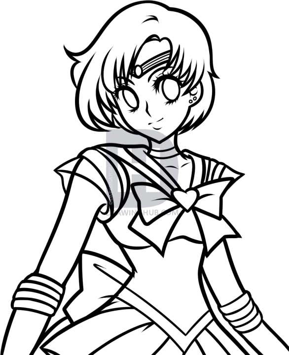 586x720 How To Draw Sailor Mercury, Step