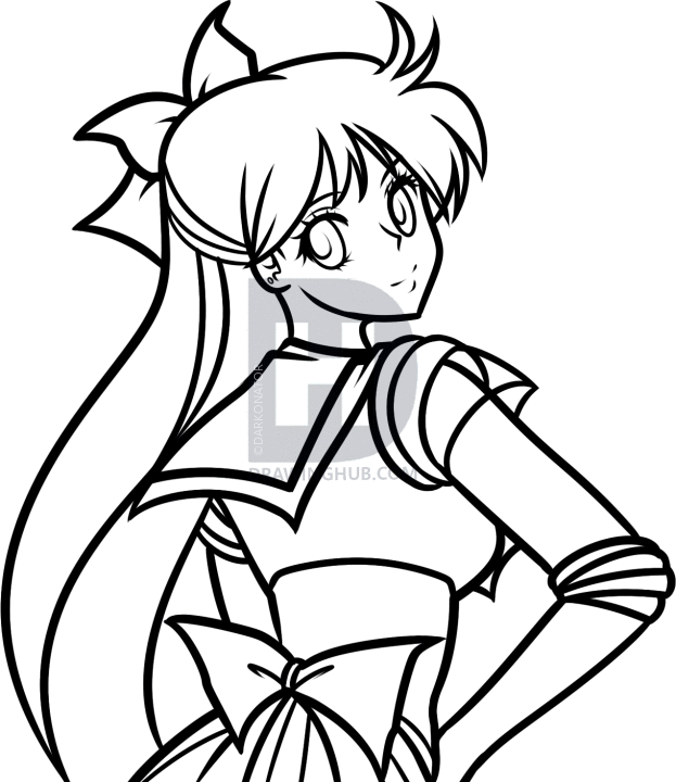 623x720 How To Draw Sailor Venus, Step