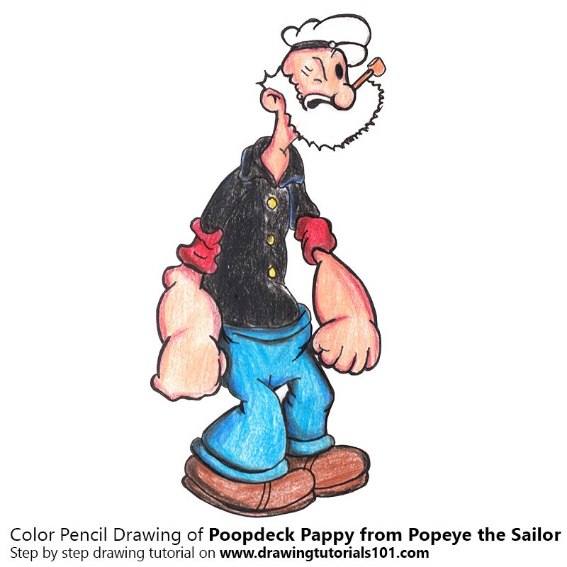 800x800 Poopdeck Pappy From Popeye The Sailor Colored Pencils