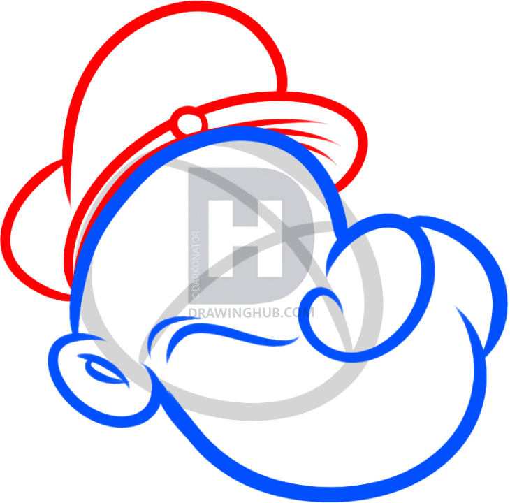 730x720 How To Draw Popeye Easy, Step