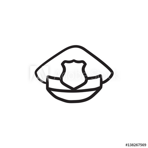 500x500 Policeman Hat With Badge Sketch Icon