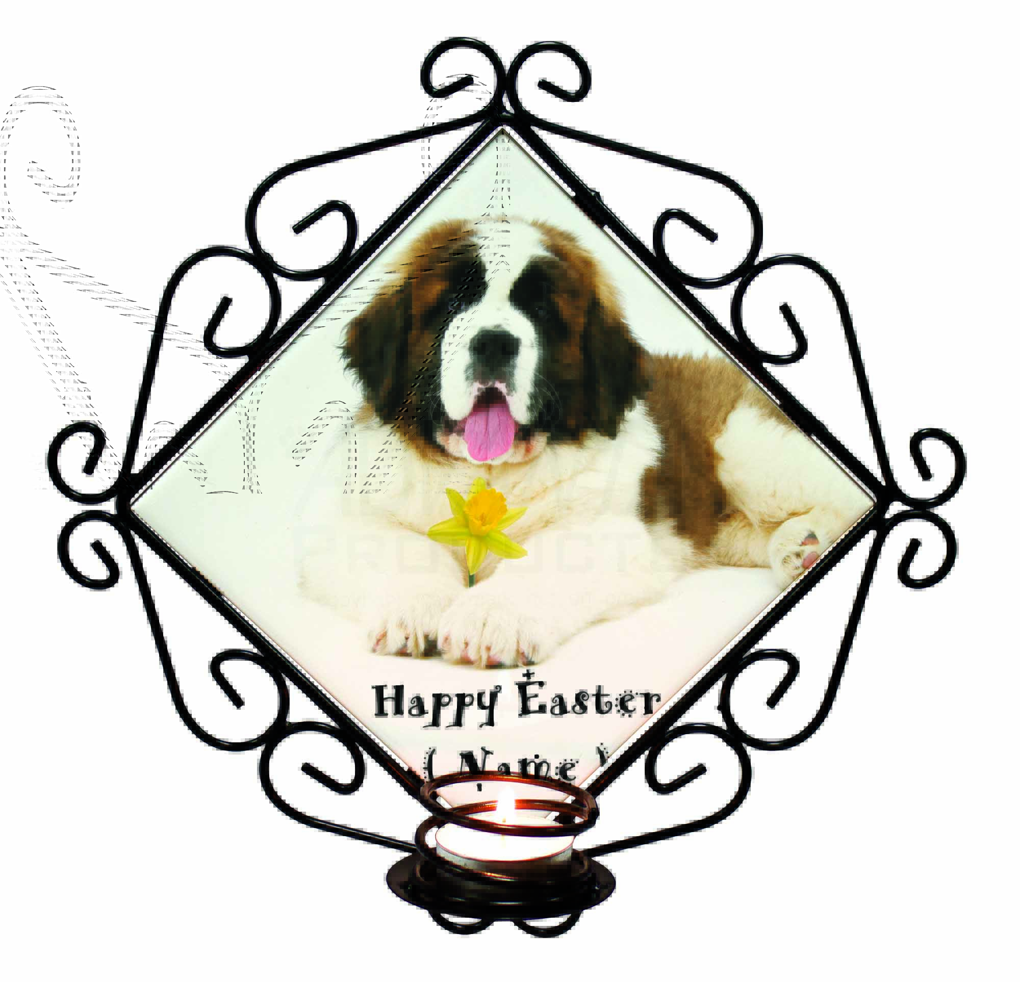 2000x1926 Personalised Name St Bernard Wrought Iron T Light Candle Holder Gi