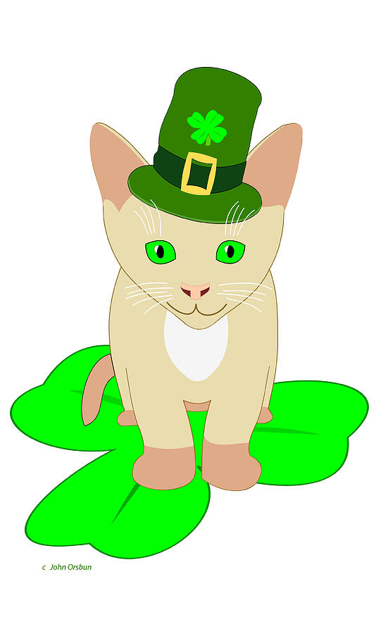 534x900 St Patrick's Day Cat Drawing