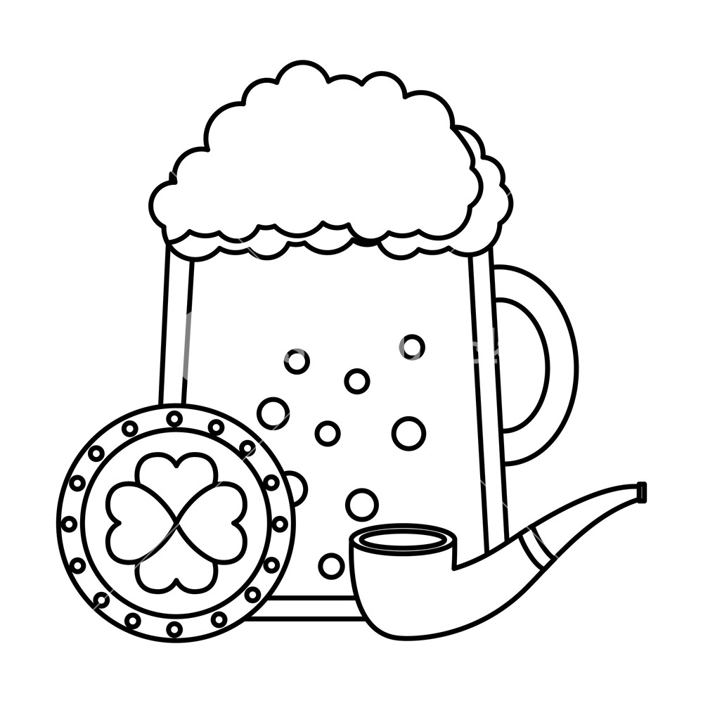 1000x1000 Green Beer Coin Clover And Pipe St Patricks Day Vector