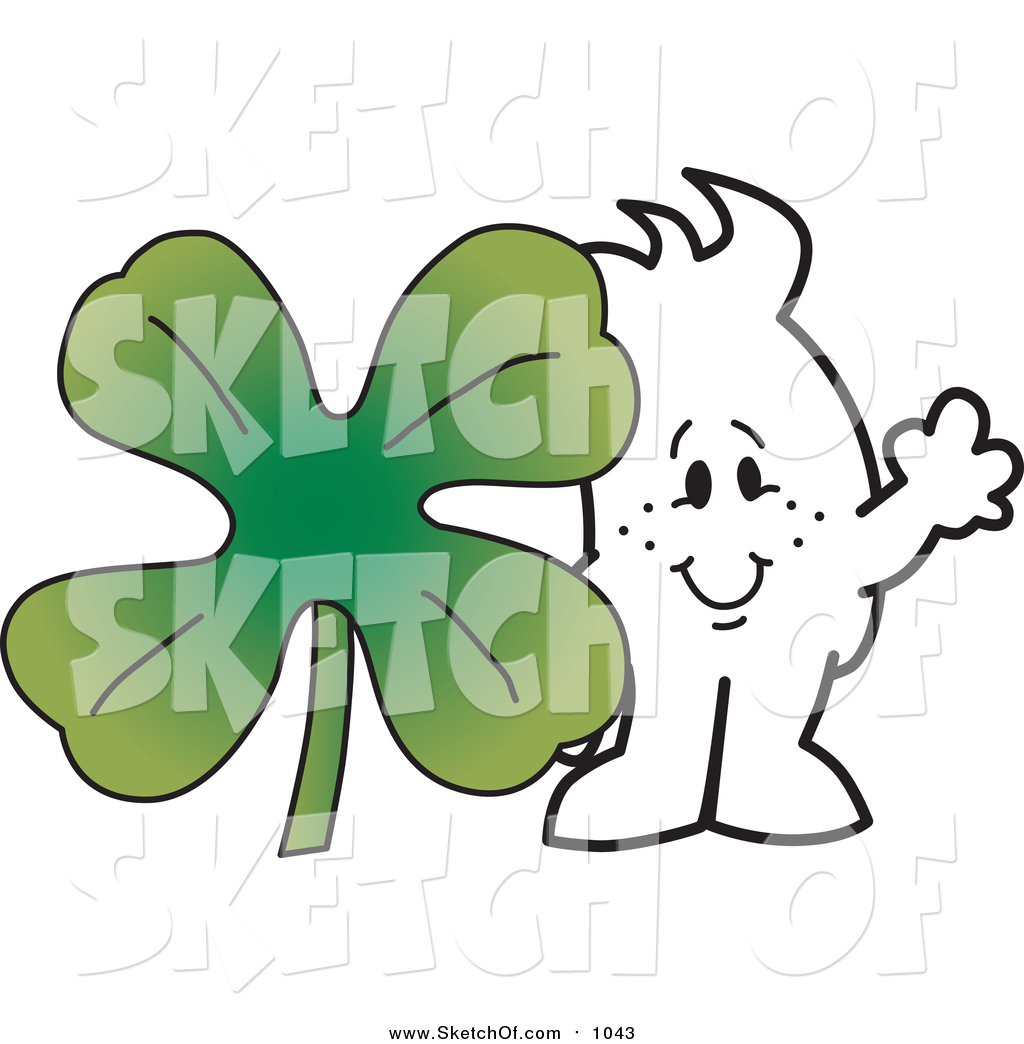 1024x1044 Drawing Of A Sketched St Patricks Day Squiggle Guy With A Clover