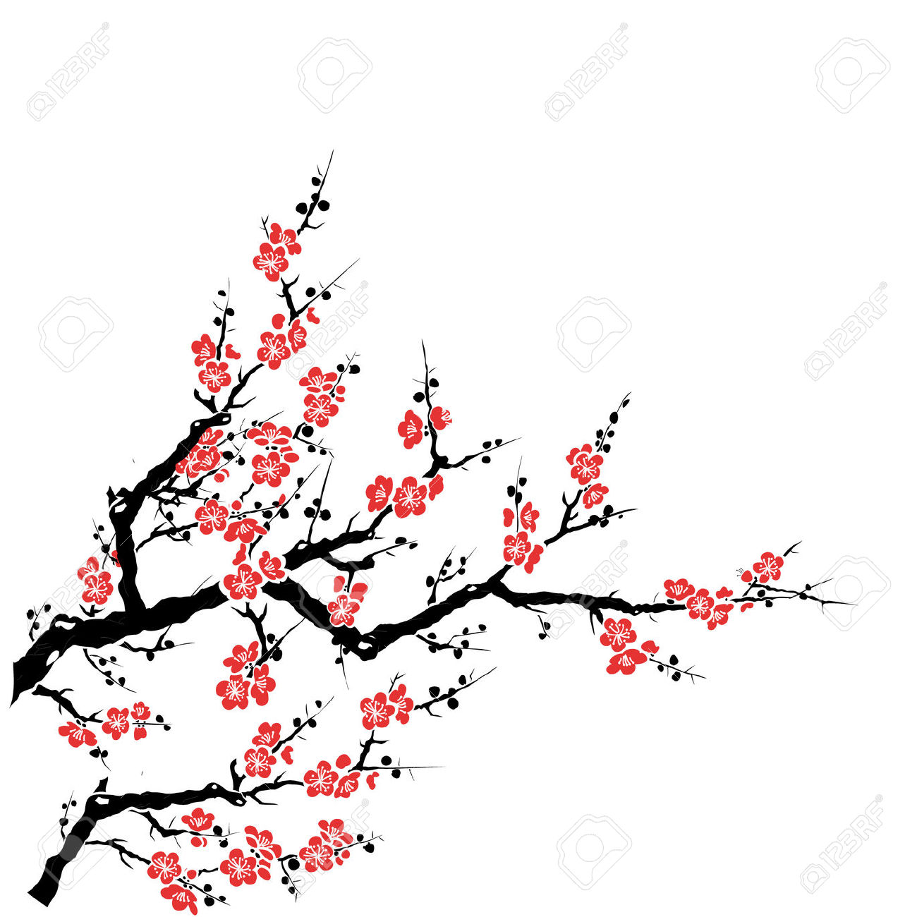 1300x1300 Sakura Blossom Clipart Easy Draw