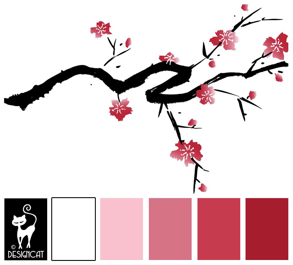 1000x903 Cherry Blossom Deep Pink, Dusky Pink, Cheery, Black, White