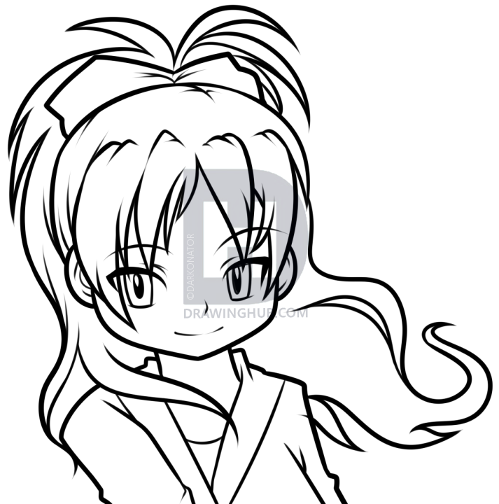 713x720 How To Draw Kyoko Sakura From Modoka, Step