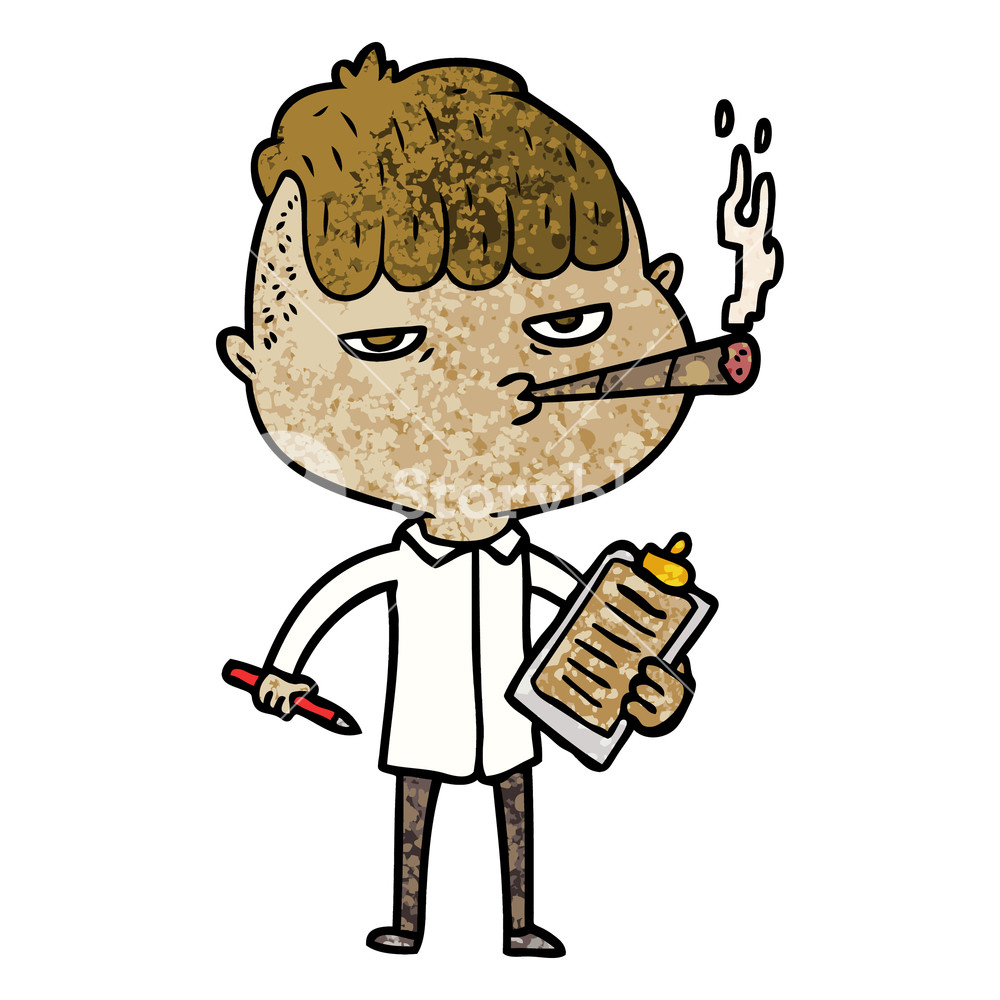 1000x1000 Cartoon Salesman Smoking Royalty Free Stock Image
