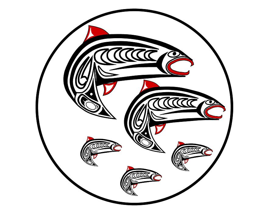 900x706 Five Salmon Whorl Drawing