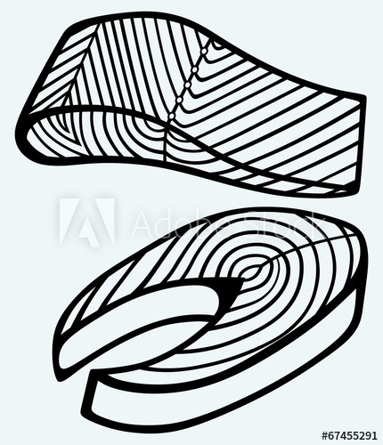 430x500 Salmon Steak Red Fish Image Isolated On Blue Background