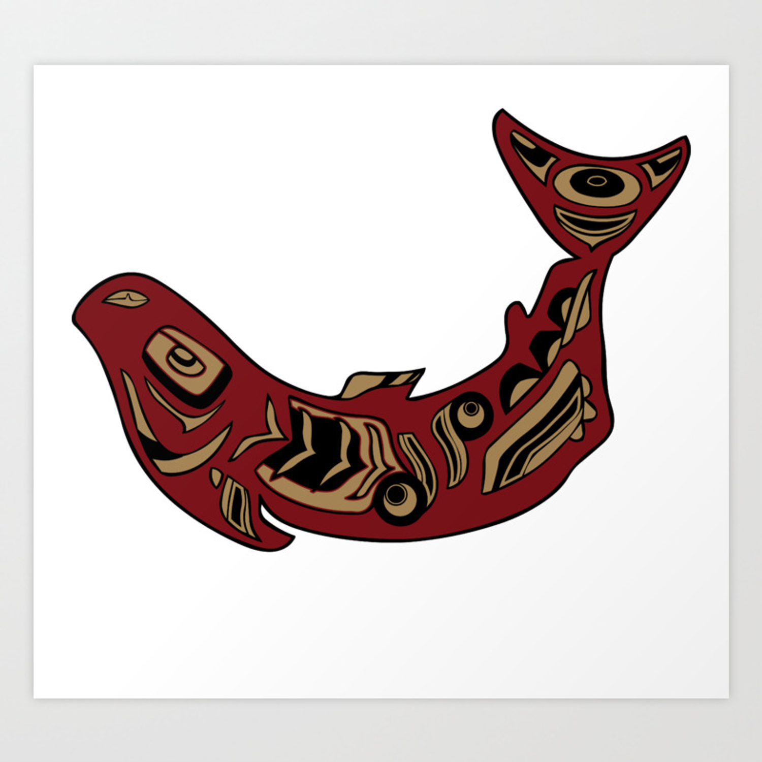 1500x1500 Pacific Northwest Native American Indian Salmon Fish Totem Art