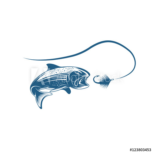 500x500 Salmon Fish And Lure Vector Design Template