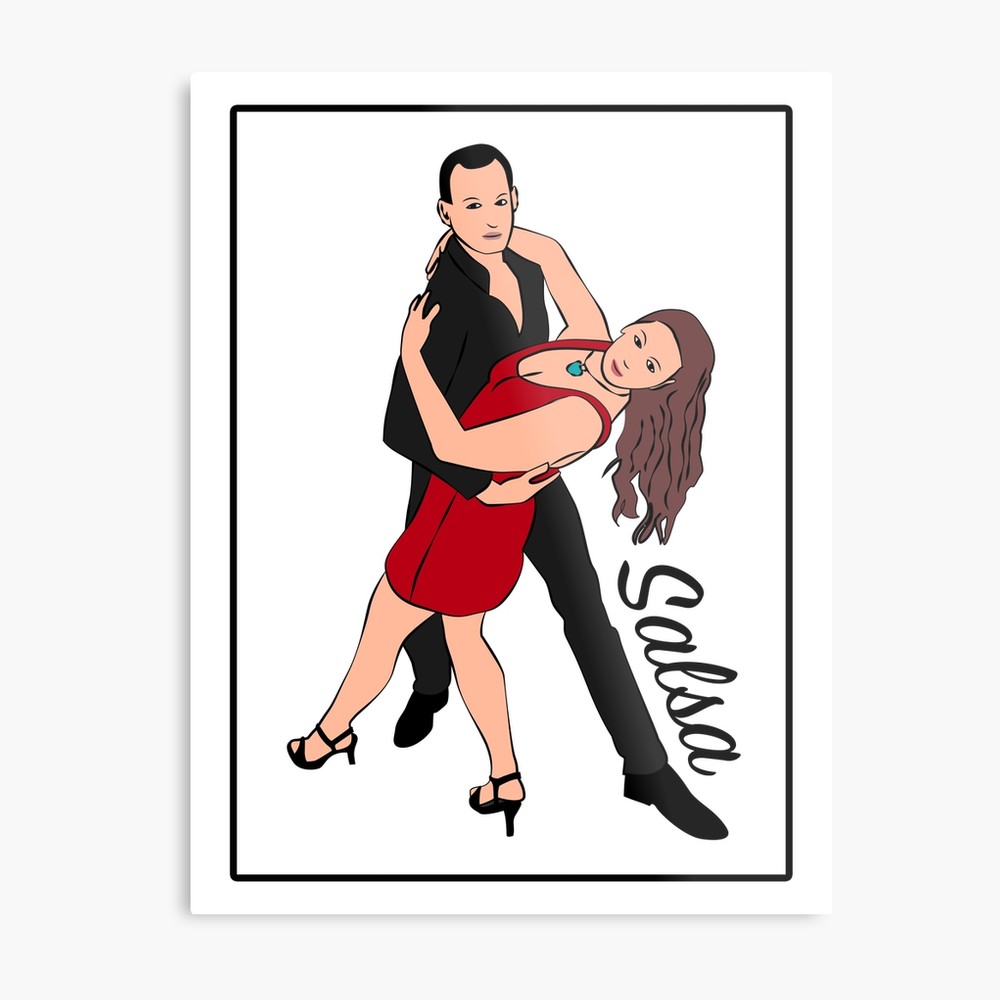 1000x1000 Salsa Dancers Vector Drawing Metal Print