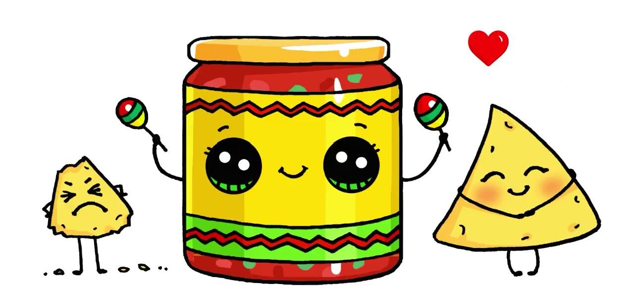 1280x579 Chips N' Salsa Diy Art In Kawaii Drawings, Cute Food