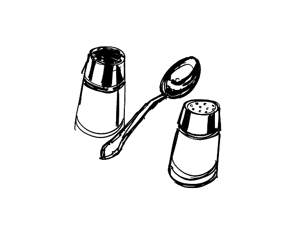 600x462 Diner Drawing Salt, Pepper, And Spoon Tote Bag For Sale