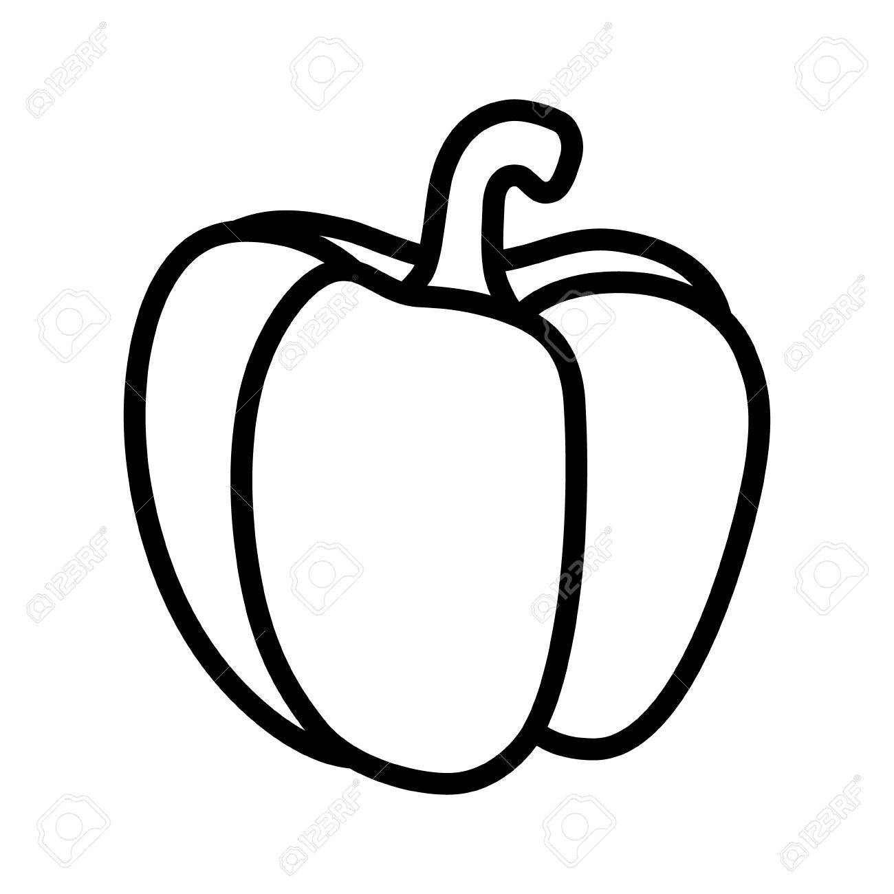 1300x1300 Green Pepper Clipart Black And White