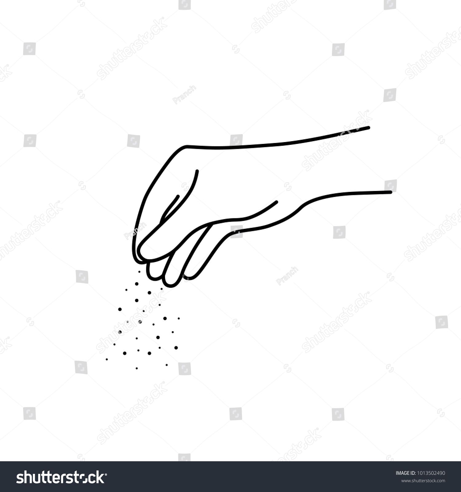 1500x1600 Thin Line Chef Woman Hand With Salt Flat Linear Drawing Style