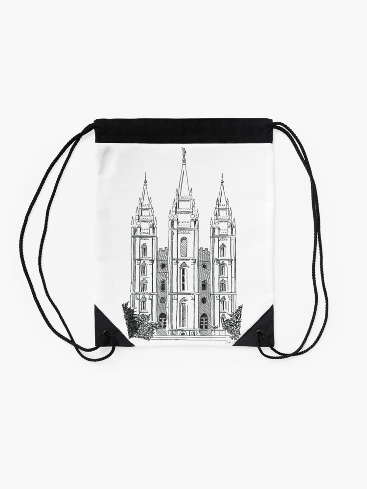 750x1000 Salt Lake Lds Temple Ink Drawing Drawstring Bag