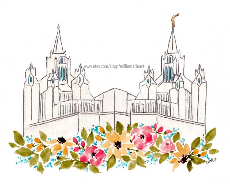 794x635 san diego california lds watercolor temple lds temple art etsy