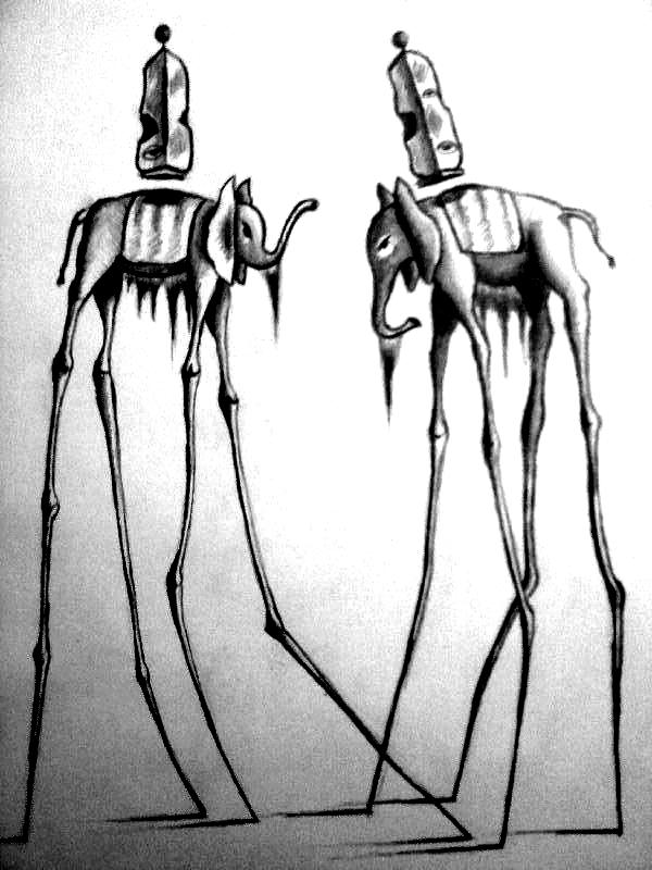 600x800 Salvador Dali Elephants Drawing