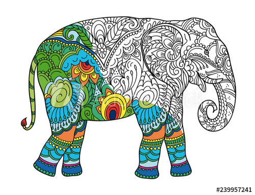 500x383 Drawing Stylized Elephant Freehand Sketch For Adult Anti Stress