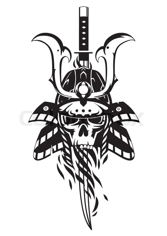 565x800 Graphic Skull In Traditional Samurai Stock Vector Colourbox