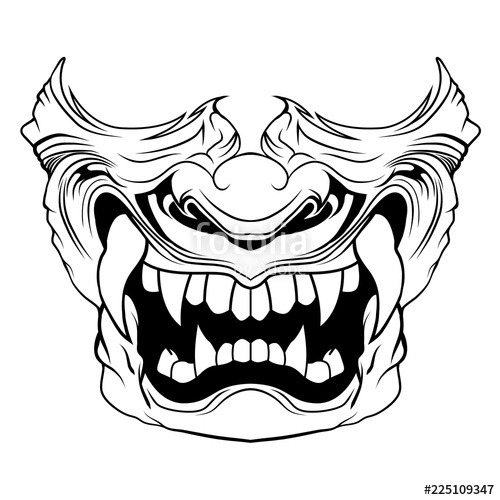 500x500 Samurai Mask Drawing